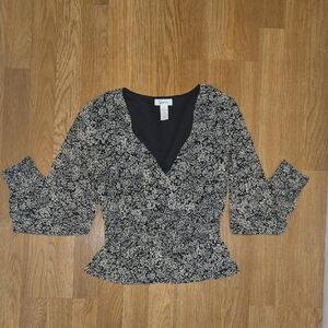 Express Black and Cream Floral Blouse